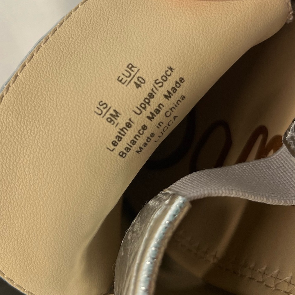 Sam Edelman Metallic Silver Leather Loafers with Gold Hardware - Picture 7 of 7